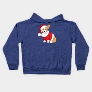 Cute Tan Corgi in Santa Christmas Costume Kids Hoodie